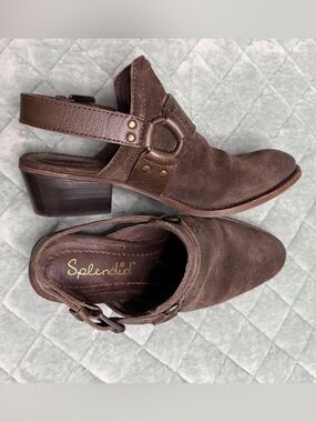 Splendid Dark Brown Suede Slingback Heeled Mules